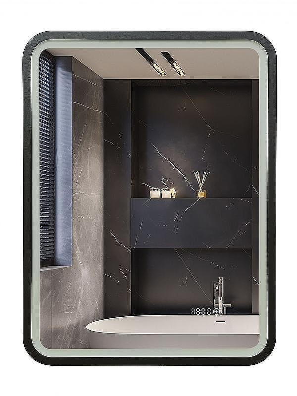 Зеркало Art&Max Genova AM-Gen-600-800-S-F-Т с подсветкой с сенсорным выключателем Черное, купить, цена, заказать, магазин, доставка, скидка, промокод, купить, цена, заказать, магазин, доставка, скидка, промокод