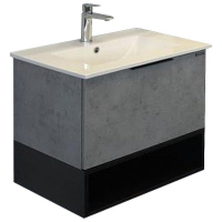 Тумба с раковиной Comforty Франкфурт 60 00-00004332 подвесная Бетон светлый Черная матовая, купить, цена, заказать, магазин, доставка, скидка, промокод, купить, цена, заказать, магазин, доставка, скидка, промокод