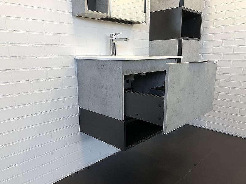 Тумба с раковиной Comforty Франкфурт 60 00-00004332 подвесная Бетон светлый Черная матовая, купить, цена, заказать, магазин, доставка, скидка, промокод, купить, цена, заказать, магазин, доставка, скидка, промокод