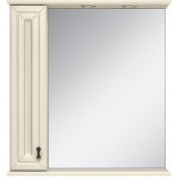 Зеркало со шкафом Misty Лувр 75 L П-Лвр03075-1014Л с подсветкой Слоновая кость, купить, цена, заказать, магазин, доставка, скидка, промокод, купить, цена, заказать, магазин, доставка, скидка, промокод