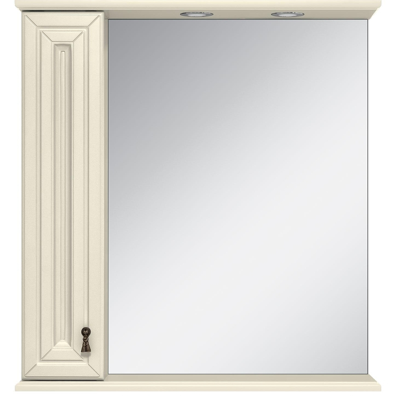 Зеркало со шкафом Misty Лувр 75 L П-Лвр03075-1014Л с подсветкой Слоновая кость, купить, цена, заказать, магазин, доставка, скидка, промокод, купить, цена, заказать, магазин, доставка, скидка, промокод