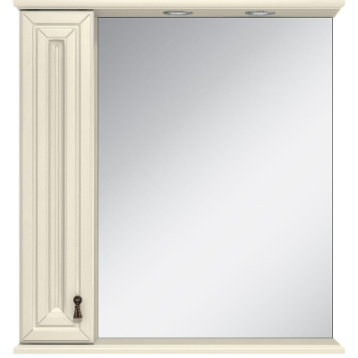 Зеркало со шкафом Misty Лувр 75 L П-Лвр03075-1014Л с подсветкой Слоновая кость