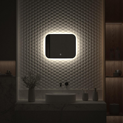 Зеркало Defesto Aura 50х40 DF 2961SH с подсветкой 15W-4500K/Сенсорный выключатель/Нейтральный белый свет/Черная рама