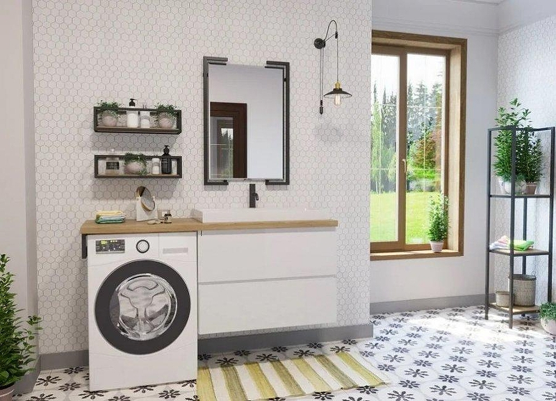 Тумба с раковиной Эстет Malibu Luxe 155 R ФР-00007114 подвесная Белая Темное дерево, купить, цена, заказать, магазин, доставка, скидка, промокод, купить, цена, заказать, магазин, доставка, скидка, промокод