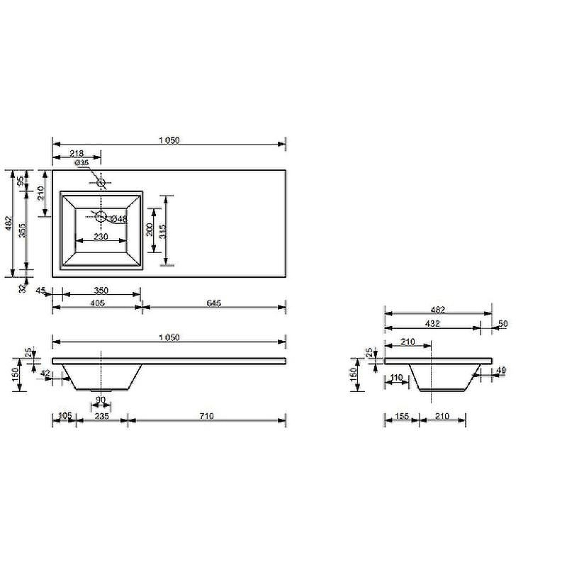 Тумба с раковиной Эстет Dallas Luxe 105 L ФР-00009675 подвесная Белая, купить, цена, заказать, магазин, доставка, скидка, промокод, купить, цена, заказать, магазин, доставка, скидка, промокод