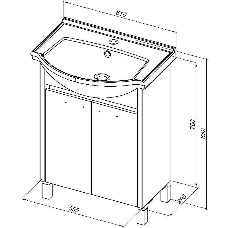 Тумба с раковиной Aquanet Донна 60 298579 Белый дуб Белая, купить, цена, заказать, магазин, доставка, скидка, промокод, купить, цена, заказать, магазин, доставка, скидка, промокод