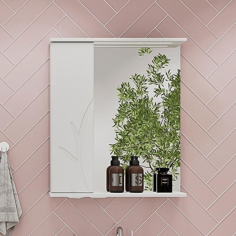 Зеркало со шкафом Volna Adel 60 L zsADEL60.L-01 с подсветкой Белое, купить, цена, заказать, магазин, доставка, скидка, промокод, купить, цена, заказать, магазин, доставка, скидка, промокод