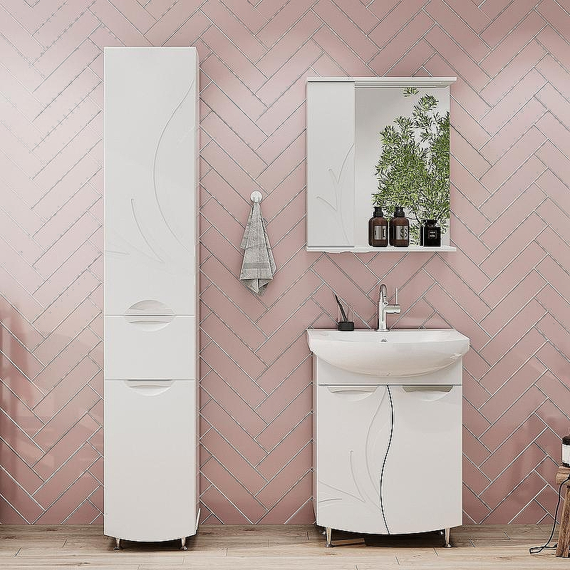 Зеркало со шкафом Volna Adel 60 L zsADEL60.L-01 с подсветкой Белое, купить, цена, заказать, магазин, доставка, скидка, промокод, купить, цена, заказать, магазин, доставка, скидка, промокод