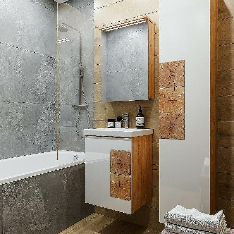 Тумба под раковину Бриклаер Форест 50 4627125416743 подвесная Дуб золотой Белый глянец, купить, цена, заказать, магазин, доставка, скидка, промокод, купить, цена, заказать, магазин, доставка, скидка, промокод