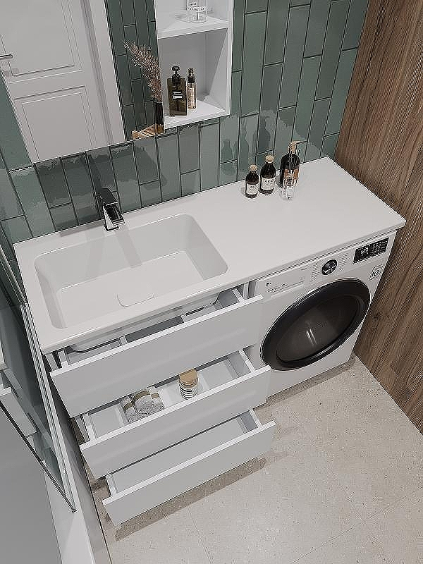 Тумба с раковиной Orange Sistema 130 L ST-70TUW+RAL Белая глянцевая, купить, цена, заказать, магазин, доставка, скидка, промокод, купить, цена, заказать, магазин, доставка, скидка, промокод