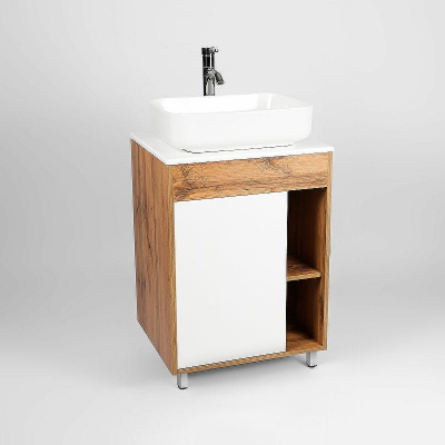 Тумба под раковину VIANT Бостон 65 VBOS65N-T1ST Белая Дуб Вотан