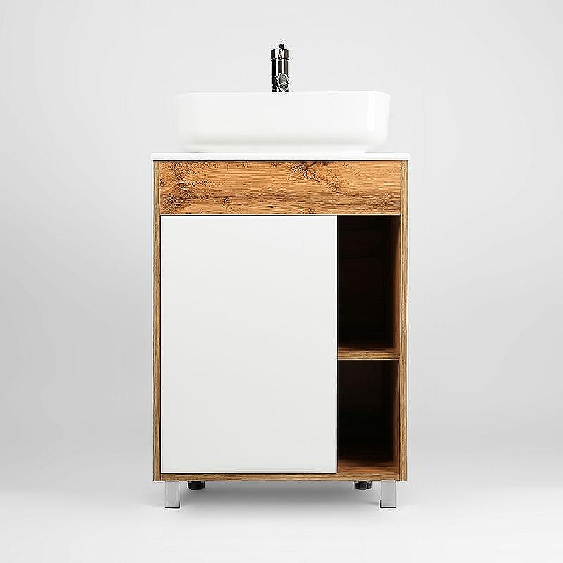 Тумба под раковину VIANT Бостон 65 VBOS65N-T1ST Белая Дуб Вотан, купить, цена, заказать, магазин, доставка, скидка, промокод, купить, цена, заказать, магазин, доставка, скидка, промокод