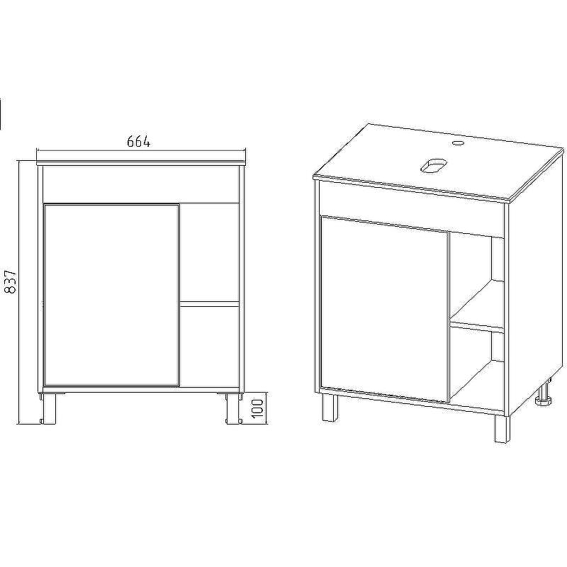 Тумба под раковину VIANT Бостон 65 VBOS65N-T1ST Белая Дуб Вотан, купить, цена, заказать, магазин, доставка, скидка, промокод, купить, цена, заказать, магазин, доставка, скидка, промокод