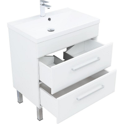 Тумба под раковину Aquanet Лукка 75 302397 подвесная Белая глянцевая