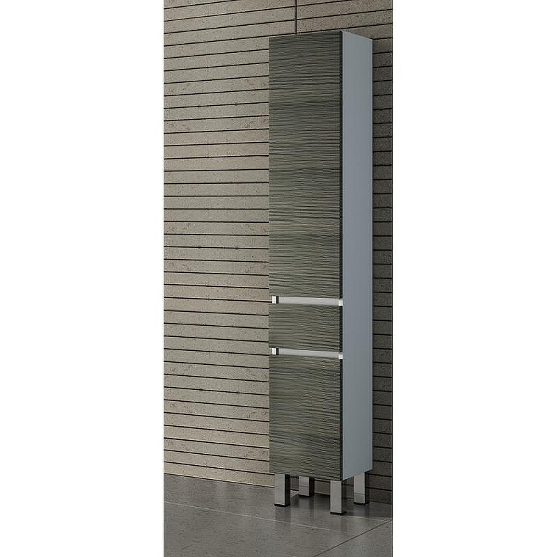 Шкаф пенал SanVit Кубэ-3 32 pkube3 с фактурой под дерево с бельевой корзиной Шелк Сталь, купить, цена, заказать, магазин, доставка, скидка, промокод, купить, цена, заказать, магазин, доставка, скидка, промокод