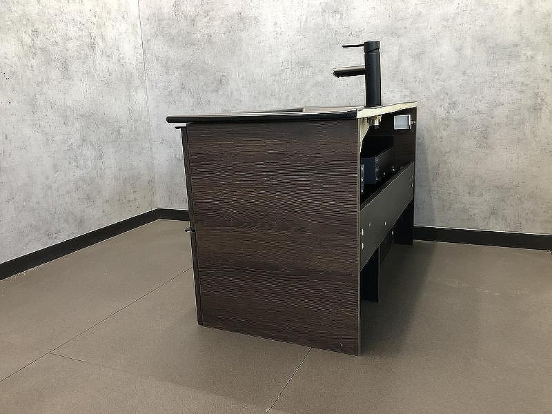 Тумба с раковиной Comforty Франкфурт 90 00-00002048 подвесная Дуб шоколадно-коричневый Черная матовая, купить, цена, заказать, магазин, доставка, скидка, промокод, купить, цена, заказать, магазин, доставка, скидка, промокод