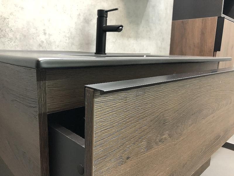 Тумба с раковиной Comforty Франкфурт 90 00-00002048 подвесная Дуб шоколадно-коричневый Черная матовая, купить, цена, заказать, магазин, доставка, скидка, промокод, купить, цена, заказать, магазин, доставка, скидка, промокод