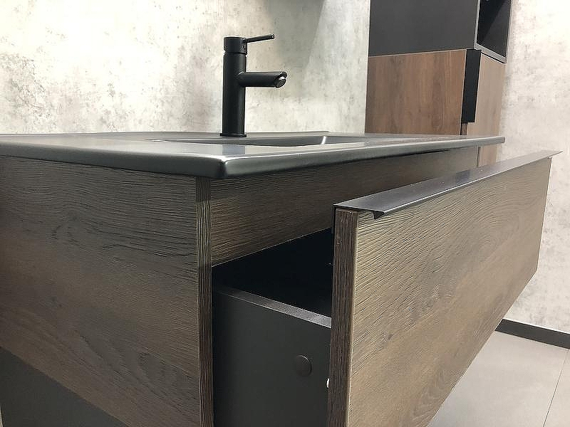 Тумба с раковиной Comforty Франкфурт 90 00-00002048 подвесная Дуб шоколадно-коричневый Черная матовая, купить, цена, заказать, магазин, доставка, скидка, промокод, купить, цена, заказать, магазин, доставка, скидка, промокод