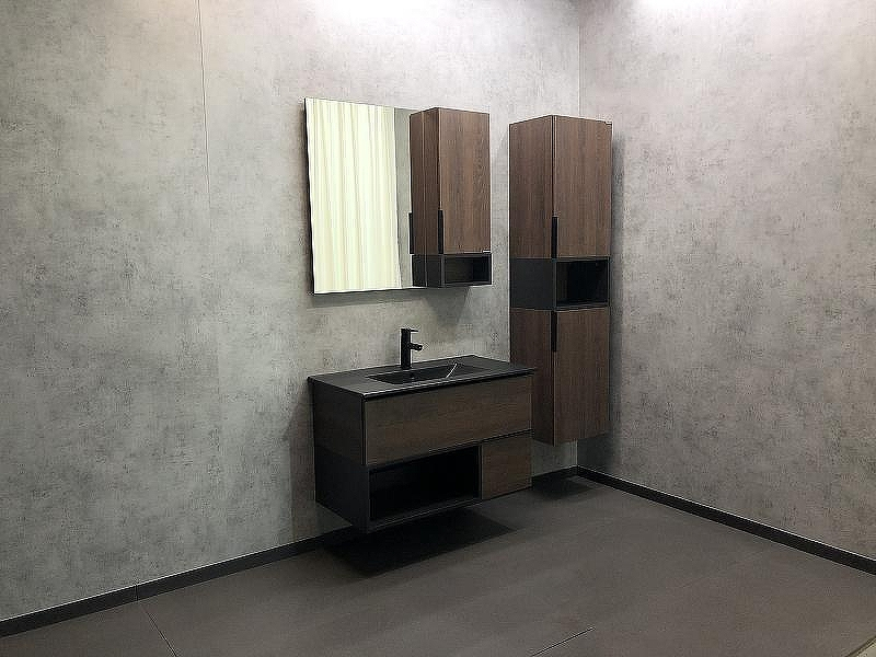Тумба с раковиной Comforty Франкфурт 90 00-00002048 подвесная Дуб шоколадно-коричневый Черная матовая, купить, цена, заказать, магазин, доставка, скидка, промокод, купить, цена, заказать, магазин, доставка, скидка, промокод