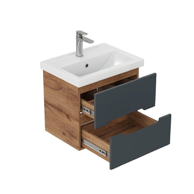 Тумба под раковину Onika Айленд 60 106163 подвесная цвет Дуб крафт золотой Графит