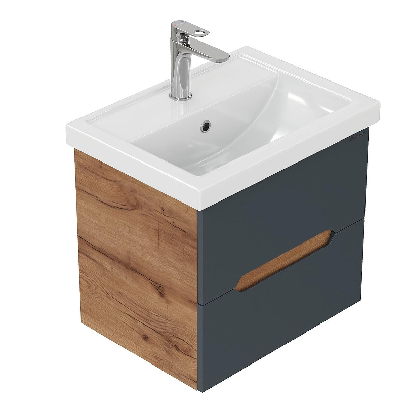 Тумба под раковину Onika Айленд 60 106163 подвесная цвет Дуб крафт золотой Графит, купить, цена, заказать, магазин, доставка, скидка, промокод, купить, цена, заказать, магазин, доставка, скидка, промокод