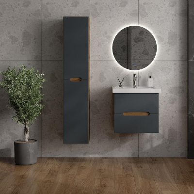 Тумба под раковину Onika Айленд 60 106163 подвесная цвет Дуб крафт золотой Графит