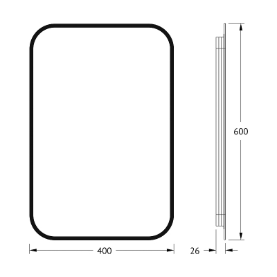 Зеркало Defesto Aura 40х60 DF 2962 с подсветкой 17W-4500K/Без выключателя/Нейтральный белый свет/Черная рама