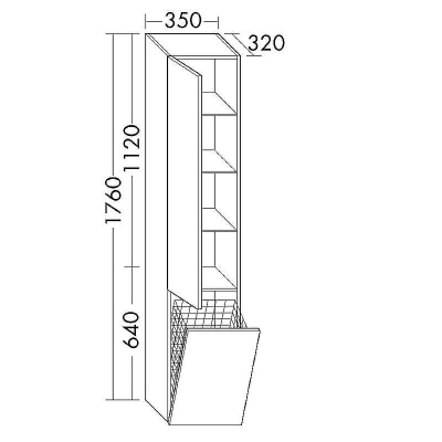 Шкаф пенал Burgbad Iveo 35 R HSIG035RF2833G0161 с бельевой корзиной подвесной Белый глянцевый