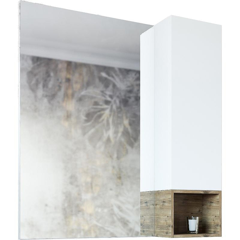 Зеркало со шкафом Sanflor Даллас 80 R С04835 Белый матовый Дуб рустикальный, купить, цена, заказать, магазин, доставка, скидка, промокод, купить, цена, заказать, магазин, доставка, скидка, промокод