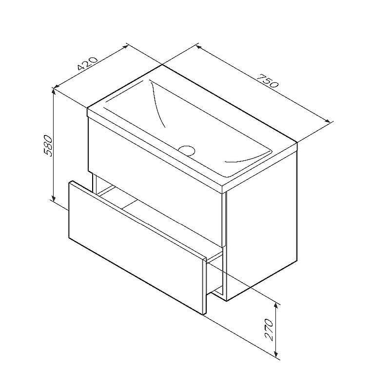 Тумба под раковину AM.PM Gem 75 M90FHX07522BM подвесная Черная матовая, купить, цена, заказать, магазин, доставка, скидка, промокод, купить, цена, заказать, магазин, доставка, скидка, промокод