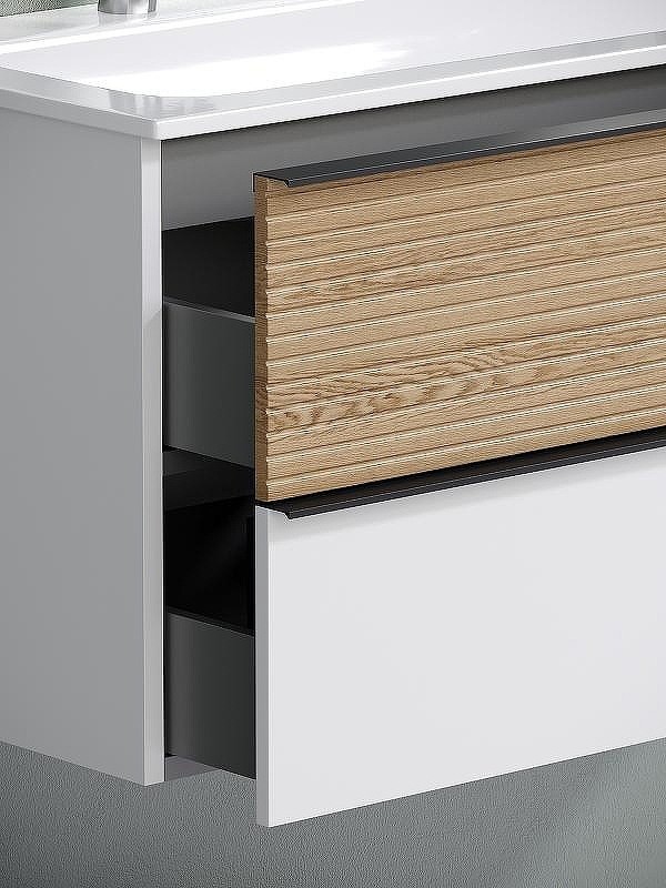 Тумба под раковину Sancos Delta 100 L DL100LW подвесная Дуб светлый Белая, купить, цена, заказать, магазин, доставка, скидка, промокод, купить, цена, заказать, магазин, доставка, скидка, промокод