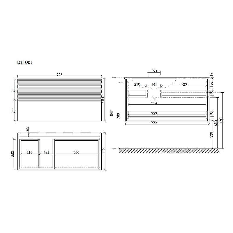 Тумба под раковину Sancos Delta 100 L DL100LW подвесная Дуб светлый Белая, купить, цена, заказать, магазин, доставка, скидка, промокод, купить, цена, заказать, магазин, доставка, скидка, промокод