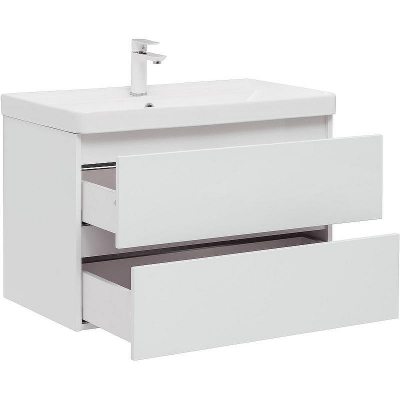 Тумба под раковину Aquanet Вега 80 308334 подвесная Белый глянец