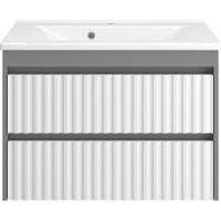 Тумба с раковиной Brevita Balaton 80 УТ000012299 подвесная Белая матовая Серая матовая, купить, цена, заказать, магазин, доставка, скидка, промокод, купить, цена, заказать, магазин, доставка, скидка, промокод