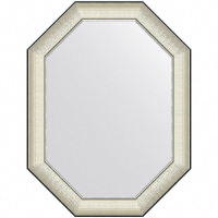 Зеркало Evoform Octagon 84x64 BY 7444 в багетной раме - Белая кожа с хромом 78, купить, цена, заказать, магазин, доставка, скидка, промокод, купить, цена, заказать, магазин, доставка, скидка, промокод