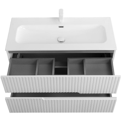 Тумба под раковину Cezares Duet-N 100 DUET-N-1000-2C-SO-FBS-P подвесная Ясень Белый Софт