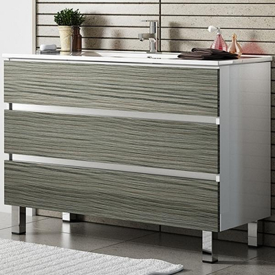 Тумба с раковиной SanVit Кубэ-3 75 kkube3075 с фактурой под дерево Шелк Сталь