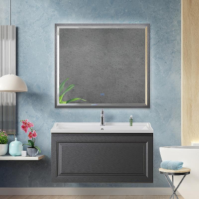 Зеркало Cezares Interni 100 CZR-SPC-INT-1000-900-LED-TCH-WARM-TIT с подсветкой Титан с сенсорным выключателем и подогревом