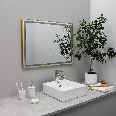 Зеркало Fixsen Led 90х70 FX-2090G с подсветкой Золото-сатин с сенсорным выключателем и диммером