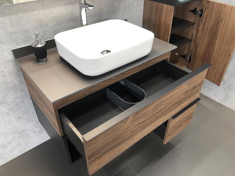 Тумба с раковиной Comforty Штутгарт 90 00-00002868 подвесная Дуб темно-коричневый Черная матовая, купить, цена, заказать, магазин, доставка, скидка, промокод, купить, цена, заказать, магазин, доставка, скидка, промокод