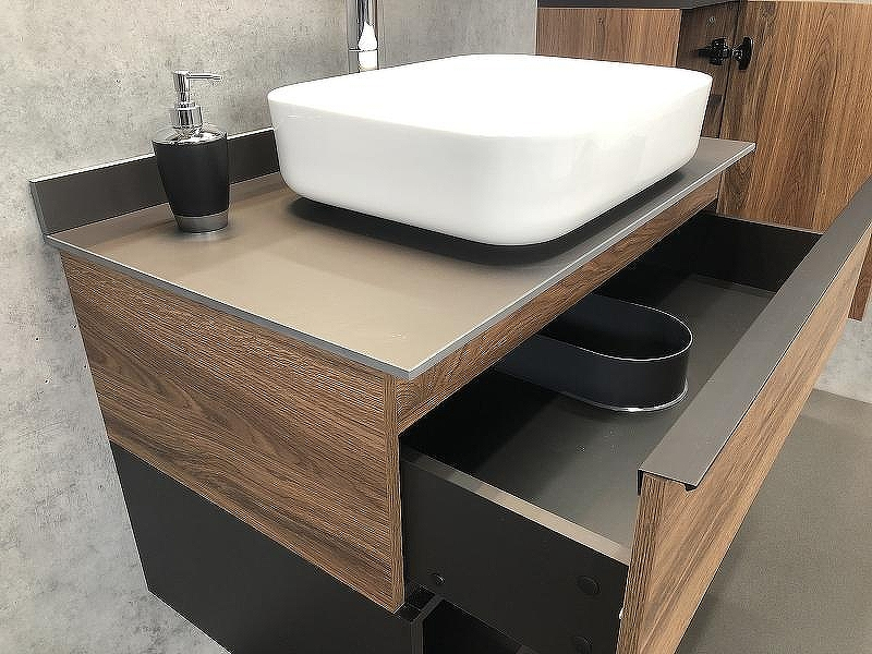 Тумба с раковиной Comforty Штутгарт 90 00-00002868 подвесная Дуб темно-коричневый Черная матовая, купить, цена, заказать, магазин, доставка, скидка, промокод, купить, цена, заказать, магазин, доставка, скидка, промокод