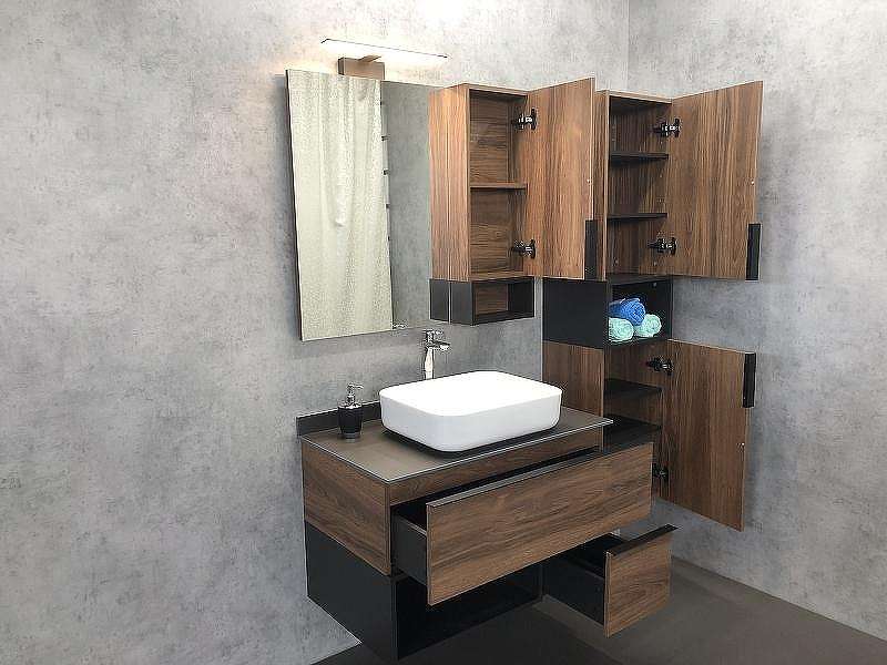 Тумба с раковиной Comforty Штутгарт 90 00-00002868 подвесная Дуб темно-коричневый Черная матовая, купить, цена, заказать, магазин, доставка, скидка, промокод, купить, цена, заказать, магазин, доставка, скидка, промокод