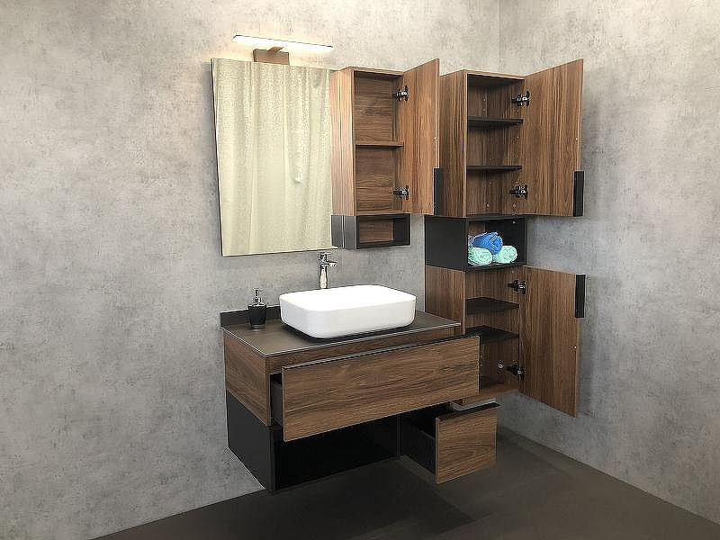 Тумба с раковиной Comforty Штутгарт 90 00-00002868 подвесная Дуб темно-коричневый Черная матовая, купить, цена, заказать, магазин, доставка, скидка, промокод, купить, цена, заказать, магазин, доставка, скидка, промокод