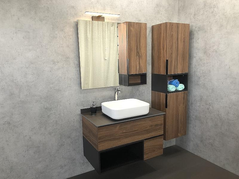 Тумба с раковиной Comforty Штутгарт 90 00-00002868 подвесная Дуб темно-коричневый Черная матовая, купить, цена, заказать, магазин, доставка, скидка, промокод, купить, цена, заказать, магазин, доставка, скидка, промокод