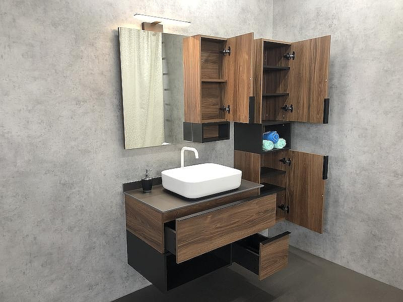 Тумба с раковиной Comforty Штутгарт 90 00-00002868 подвесная Дуб темно-коричневый Черная матовая, купить, цена, заказать, магазин, доставка, скидка, промокод, купить, цена, заказать, магазин, доставка, скидка, промокод