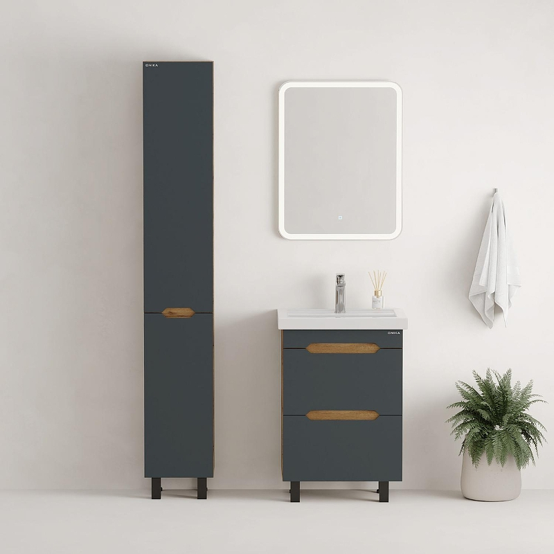 Тумба под раковину Onika Айленд 60 106164 цвет Дуб крафт золотой Графит, купить, цена, заказать, магазин, доставка, скидка, промокод, купить, цена, заказать, магазин, доставка, скидка, промокод