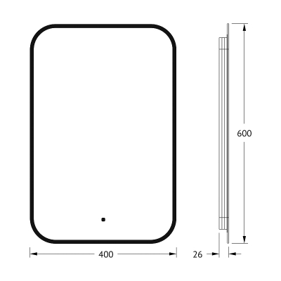 Зеркало Defesto Aura 40х60 DF 2962R с подсветкой 17W-4500K/ИК - выключатель/Нейтральный белый свет/Черная рама