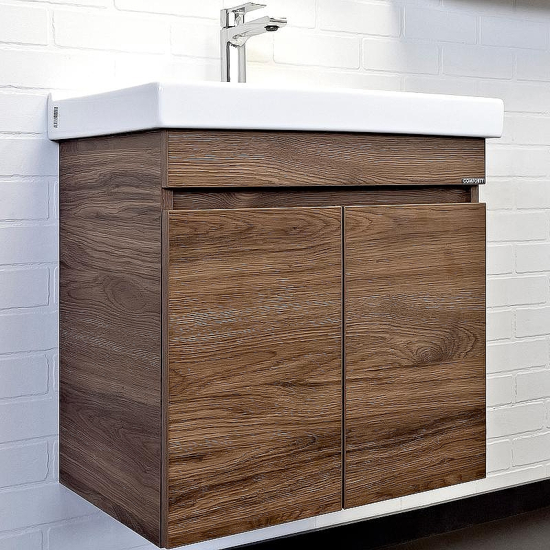 Тумба с раковиной Comforty Осло 60 00-00011149 подвесная Дуб темно-коричневый, купить, цена, заказать, магазин, доставка, скидка, промокод, купить, цена, заказать, магазин, доставка, скидка, промокод
