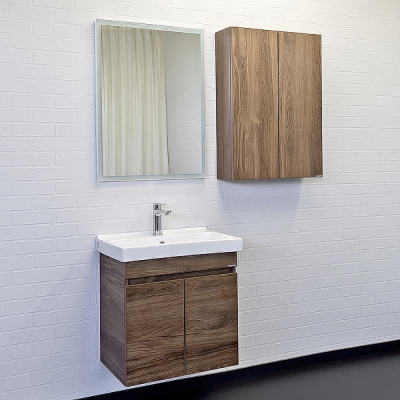 Тумба с раковиной Comforty Осло 60 00-00011149 подвесная Дуб темно-коричневый