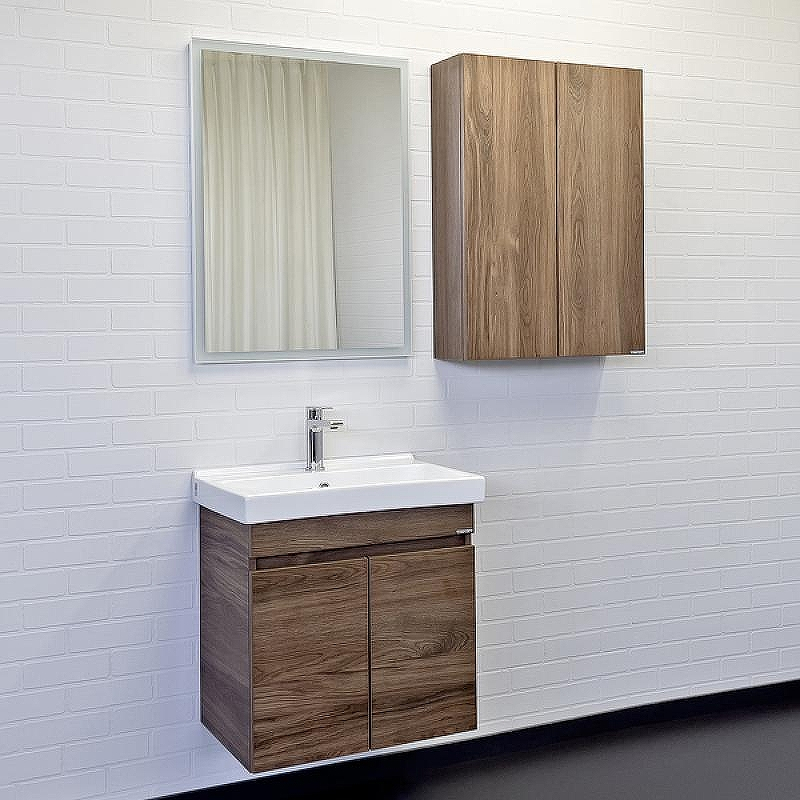 Тумба с раковиной Comforty Осло 60 00-00011149 подвесная Дуб темно-коричневый, купить, цена, заказать, магазин, доставка, скидка, промокод, купить, цена, заказать, магазин, доставка, скидка, промокод